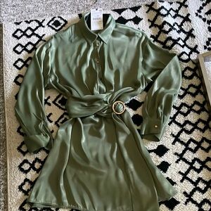 Elegant Green Shirt Dress